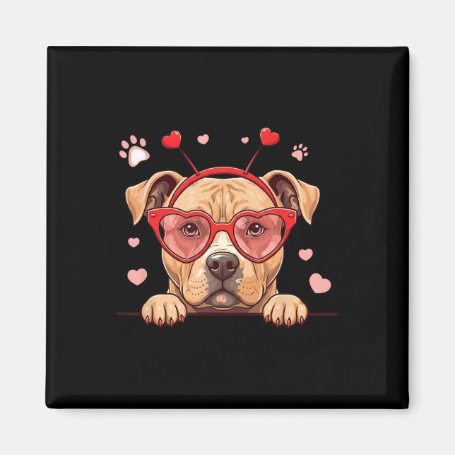 Imán Perro Pitbull Divertido Corazón Cabeza San Valentí (Frente)