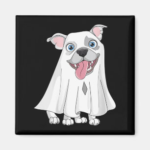 Imán Perro Pitbull Femenino Con Disfraz De Fantasma Bla