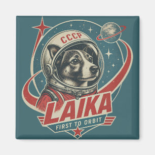 Imán Perro Primero en Orbitar Retro Vintage Astronauta