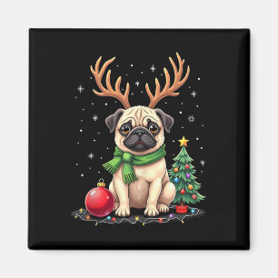 Imán Perro pug reno Navidad Perro amante Familia gracio