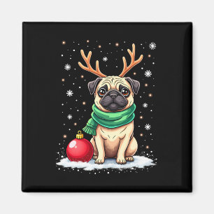 Imán Perro pug reno Navidad Perro amante Familia gracio