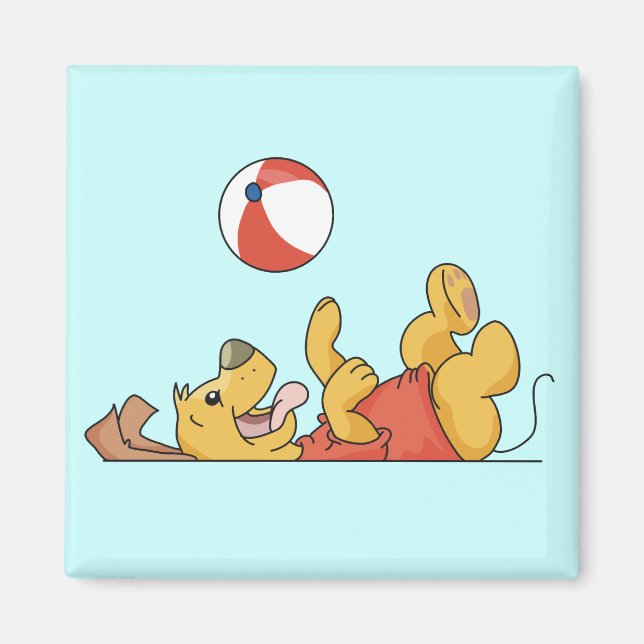 Imán Perro que juega con las camisetas y los regalos de (Frente)