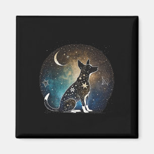 Imán Perro Rat Terrier Yoga Estrellas Luna Zen Galaxia