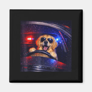 Imán Perro retriever dorado de la policía divertido con