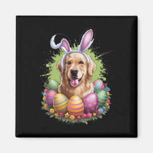 Imán Perro Retriever Dorado Orejas de Conejo Huevos de