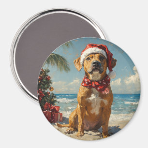 Imán Perro Rhodesian Ridgeback Navidad Vintage Playa