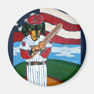 Imán perro salchicha de béisbol