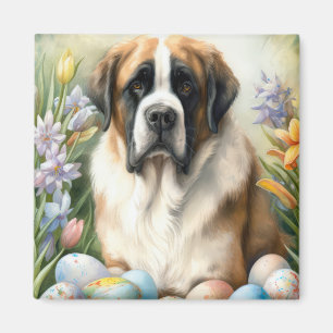 Imán Perro San Bernardo con huevos de Pascua Fiesta