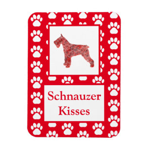 Imán Perro Schnauzer besa silueta en la red roja