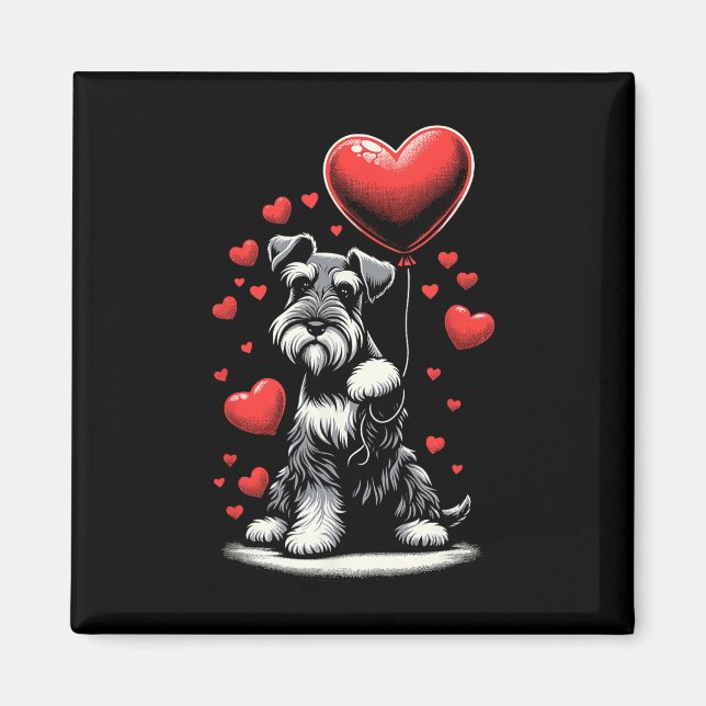 Imán Perro Schnauzer Día de San Valentín Dueño de Perro (Frente)