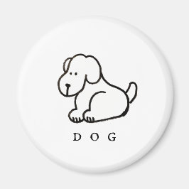 Imán Perro sentado de dibujos animados divertido
