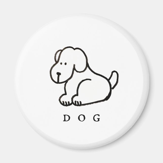 Imán Perro sentado de dibujos animados divertido (Frente)