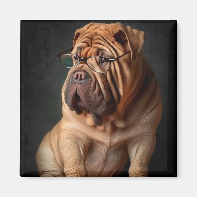 Imán Perro Shar Pei Inteligente con Diseño de Libro (Frente)