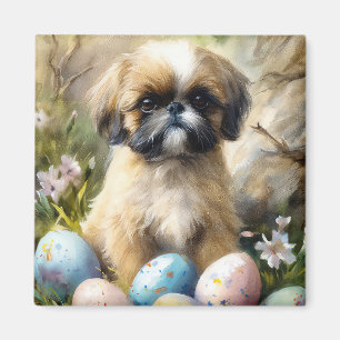 Imán Perro Shih Tzu con festividad de huevos de Pascua