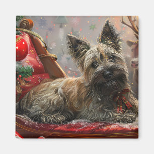Imán Perro Skye Terrier Navidad Festiva