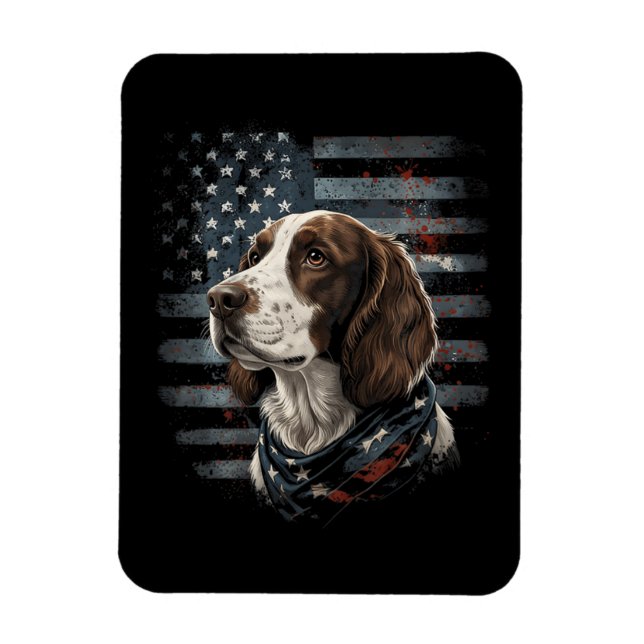 Imán Perro Springer Spaniel Bandera Americana (Vertical)