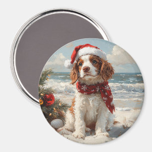 Imán Perro Springer Spaniel Navidad Vintage Playa