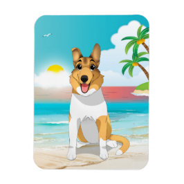 Imán Perro suave de Collie en la playa