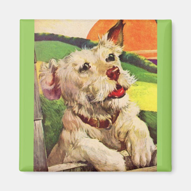 Imán Perro terrer adorable de los años 1940 (Frente)