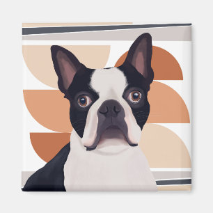 Imán Perro Terrier de Boston - Geométrico Naranja