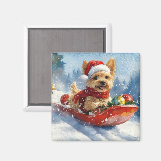 Imán Perro Terrier de la Bahía de Chesapeake en Trineo  (Anverso/Reverso)