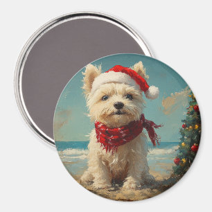 Imán Perro Terrier West Highland White Navidad Playa