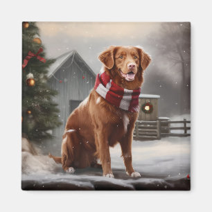 Imán Perro Tolling de Pato de Nueva Escocia en Navidad