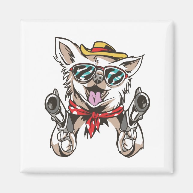 Imán Perro Vaquero Divertido (Frente)
