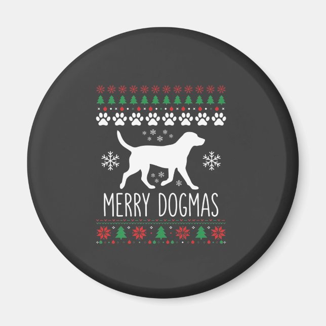 Imán Perro Vector de Navidad de Dogmas Alegres (Frente)