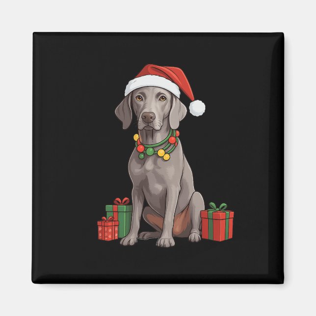 Imán Perro Weimaraner de Navidad (Frente)