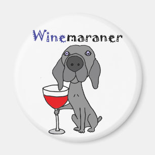 Imán Perro Weimaraner Funny Bebe Vino Rojo