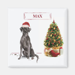 Imán Perro y árbol graciosos de Black Lab Navidades