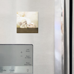 Imán Perro y gato angélicos en la nube