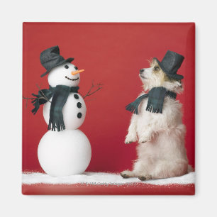 Imán Perro y muñeco de nieve
