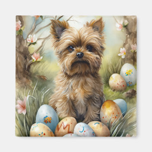 Imán Perro Yorkipoo con festividad de huevos de Pascua