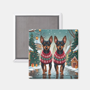 Imán Perros Affenpinscher Navidad Nieve Fiesta