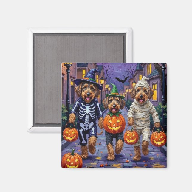 Imán Perros Airedale Terrier Trick-or-Treating Hallowee (Anverso/Reverso)