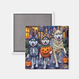 Imán Perros Alaskan Malamute Trick-or-Treating Hallowee
