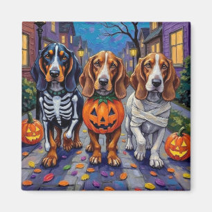 Imán Perros Basset Hound pidiendo dulces en Halloween 