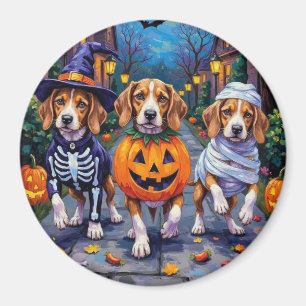 Imán Perros Beagle Trick-or-Treating con disfraz de Hal