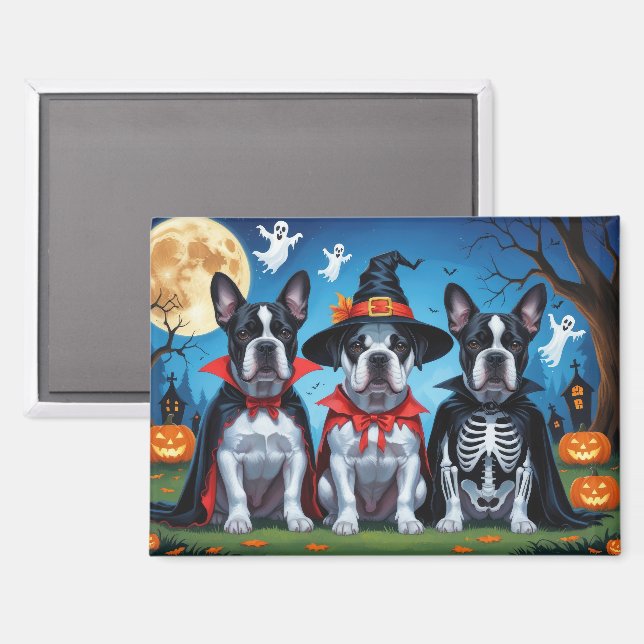 Imán Perros Cane Corso Calabaza Halloween Divertido (Anverso/Reverso)