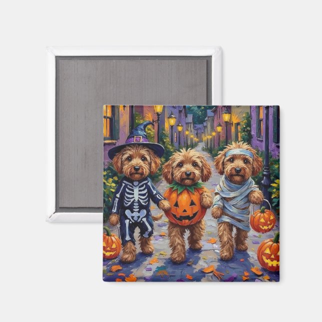 Imán Perros Cockapoo disfrazados para Halloween (Anverso/Reverso)