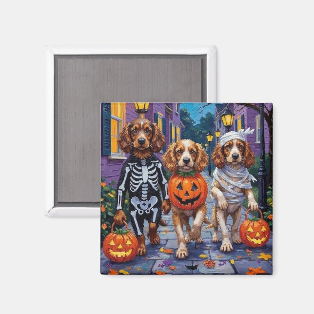 Imán Perros Cocker Spaniel Trick-or-Treating en Hallowe (Anverso/Reverso)