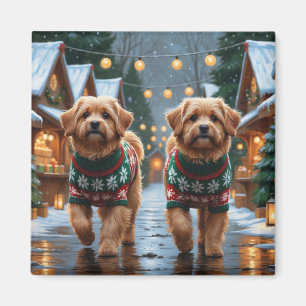 Imán Perros Coton De Tulear Navidad Nieve Fiesta