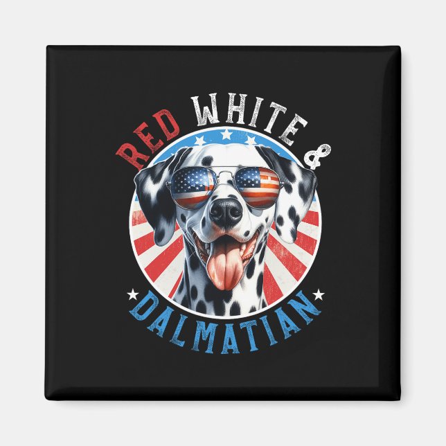Imán Perros De Dalmacia 4 De Julio Amantes De Los Blanc (Frente)