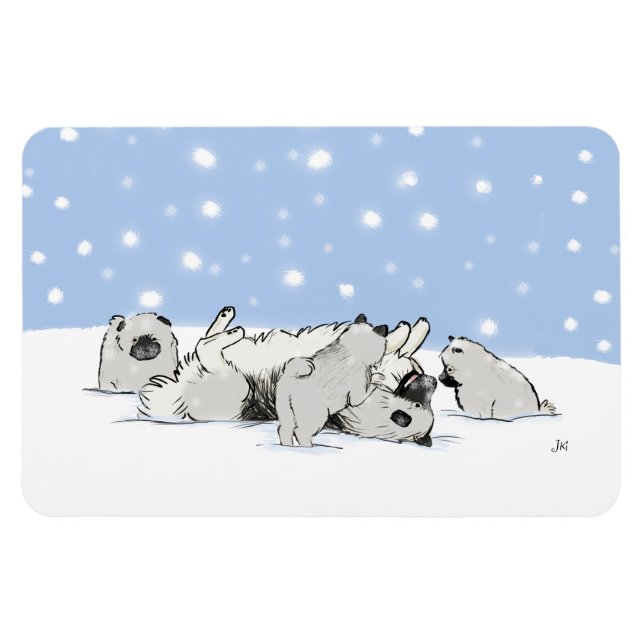 Imán Perros de la nieve Keesie - Keeshond feliz con cac (Horizontal)