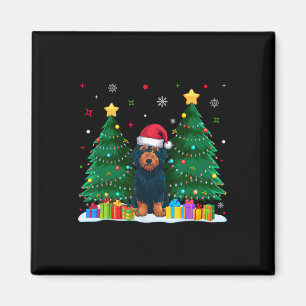 Imán Perros de Labradoodle Amantes de Santa Hat Navidad