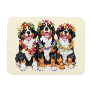 Imán Perros de montaña berneses hawaianos Lei de flores