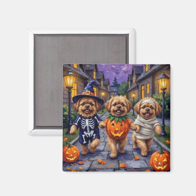 Imán Perros de Pekín disfrazados en Halloween (Anverso/Reverso)