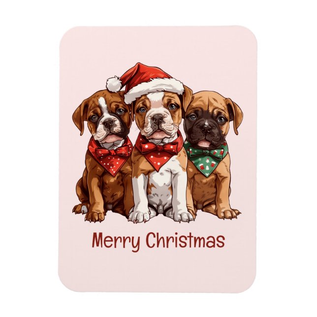 Imán Perros del Boxer navideño (Vertical)